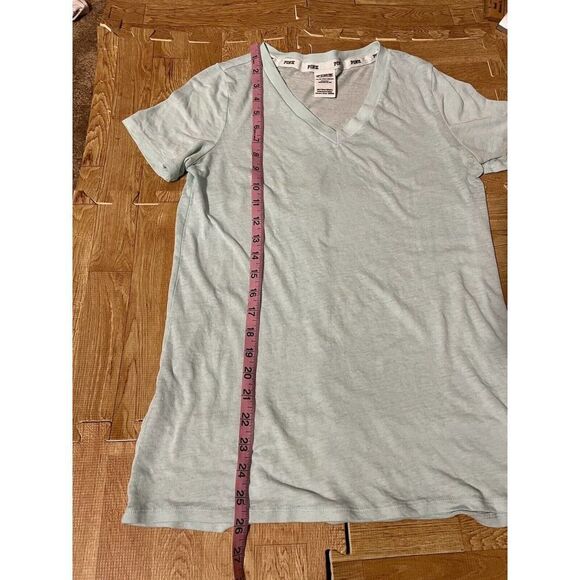 Victorias Secret PINK Sleepwear Womens XS V-Neck Short Sleeve T Shirt Pale Green - Picture 7 of 8